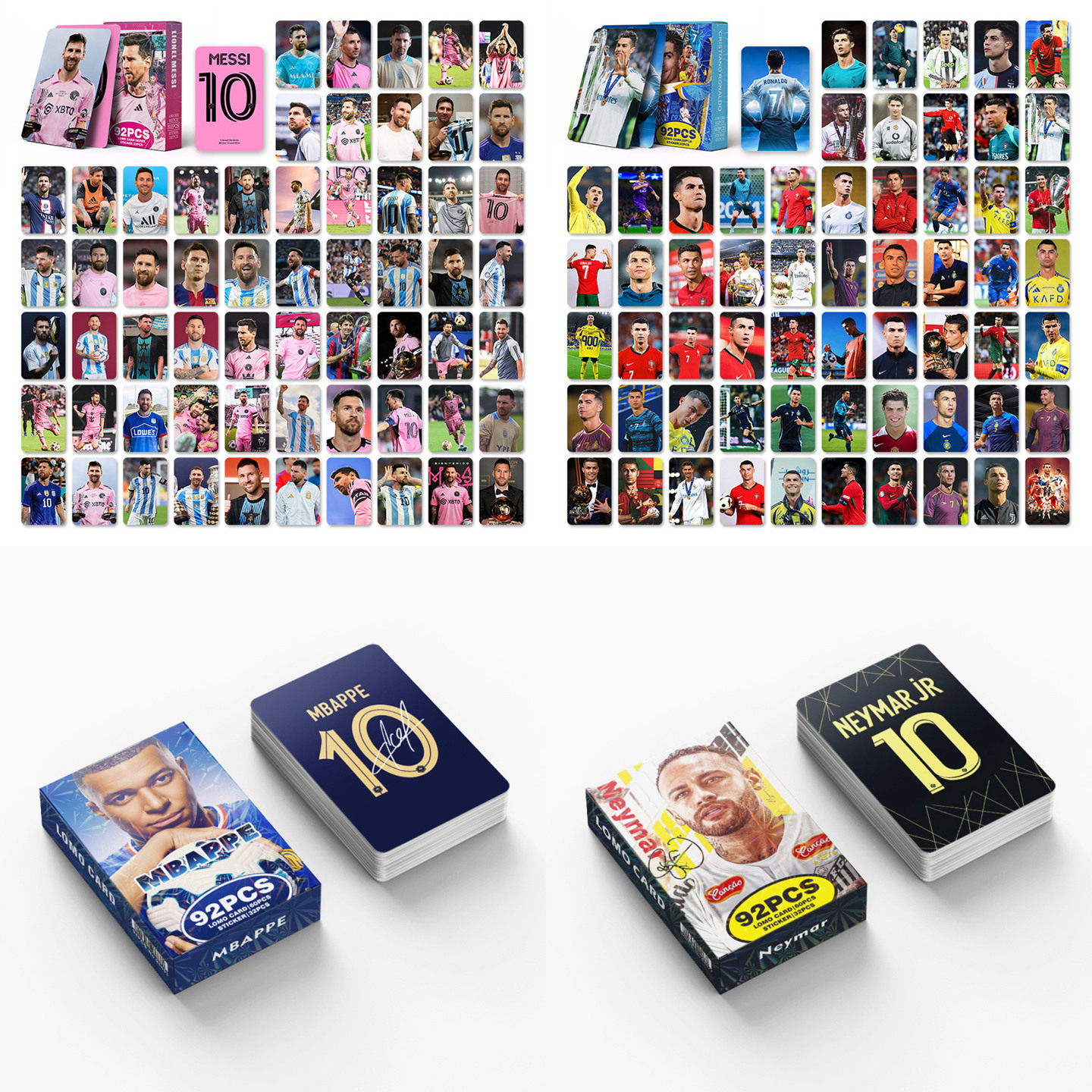 世界杯足球明星梅西姆巴佩内马尔c罗球星卡片球迷周边纪念品礼物