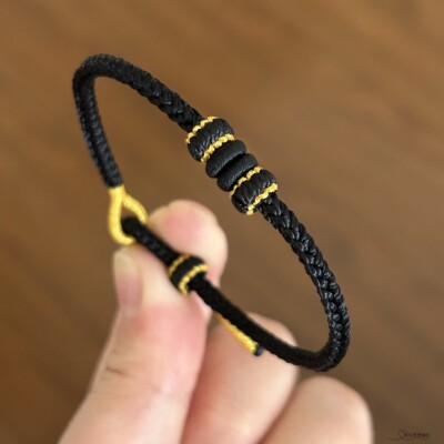 手绳手工编织可穿转运珠黄金