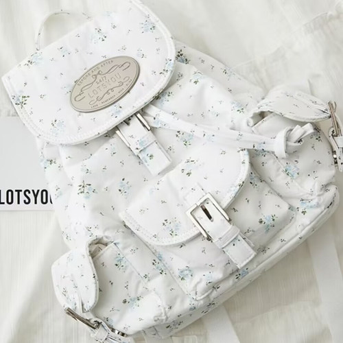 lotsyou碎花双肩包口袋容量背包