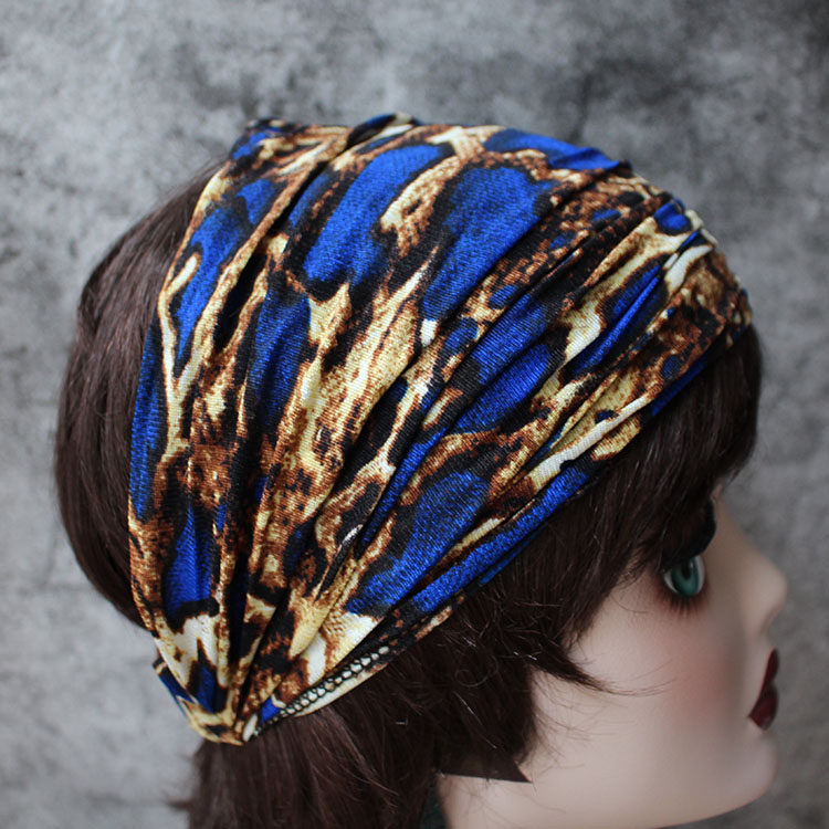 欧美潮人个性网红豹纹宽发带遮白发薄款头巾发帽发箍嬉皮女发饰夏