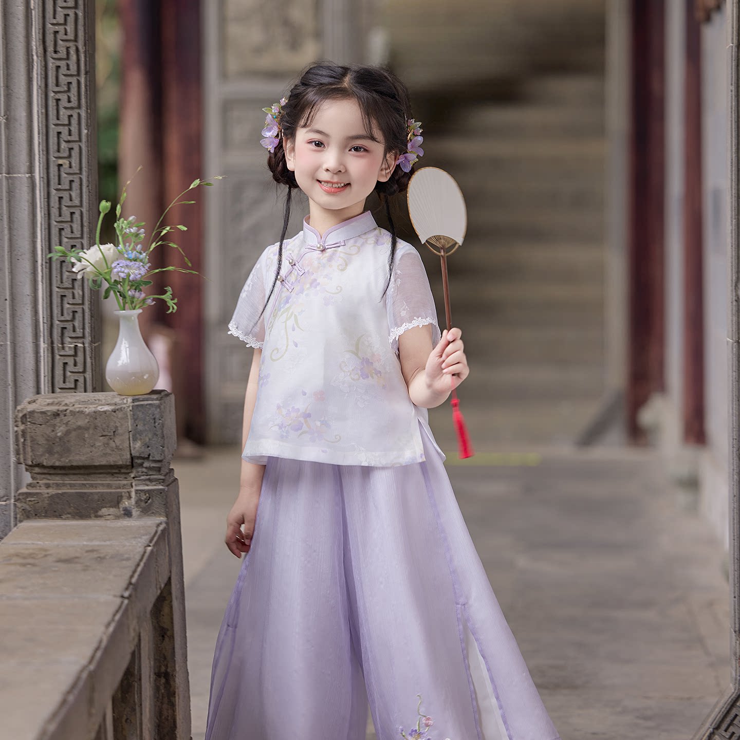 旗铂女童夏套装2026新款国风唐装图片