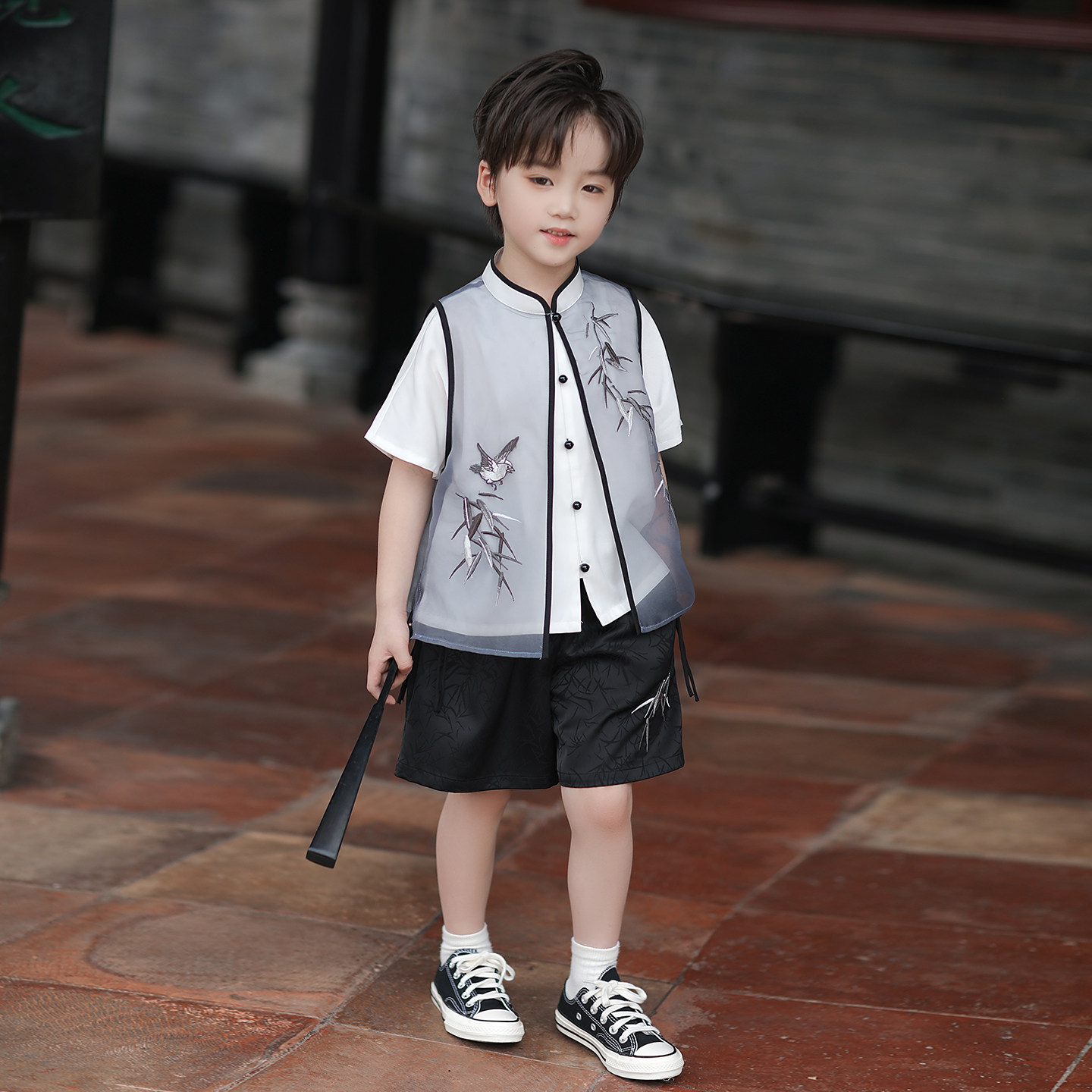旗铂汉服男童2026新款夏儿童古风日常可穿套装端午节男宝衣服夏装