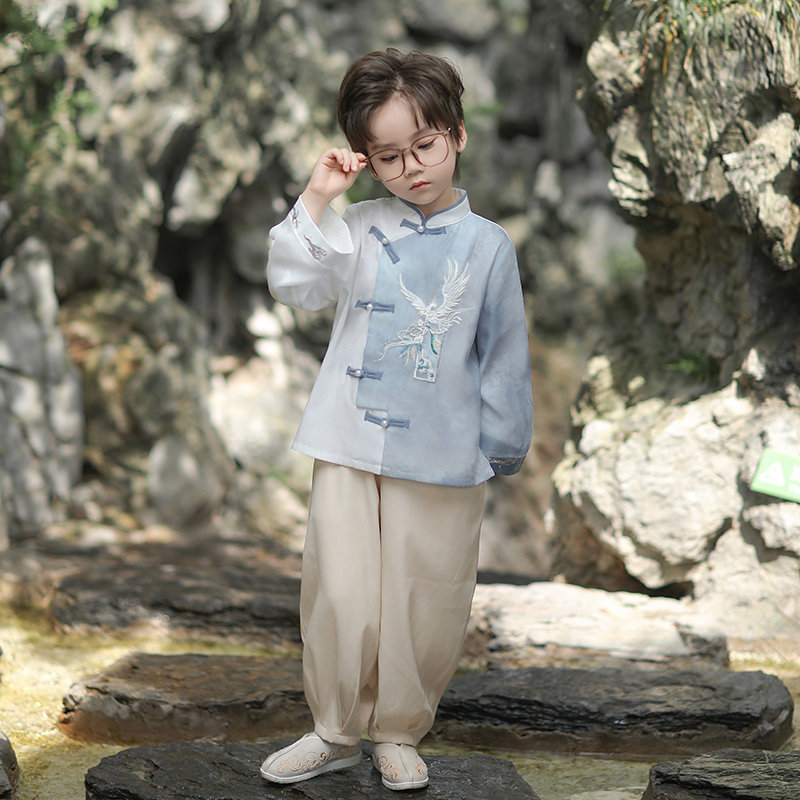 旗铂汉服男童古风中秋节男宝衣服图片