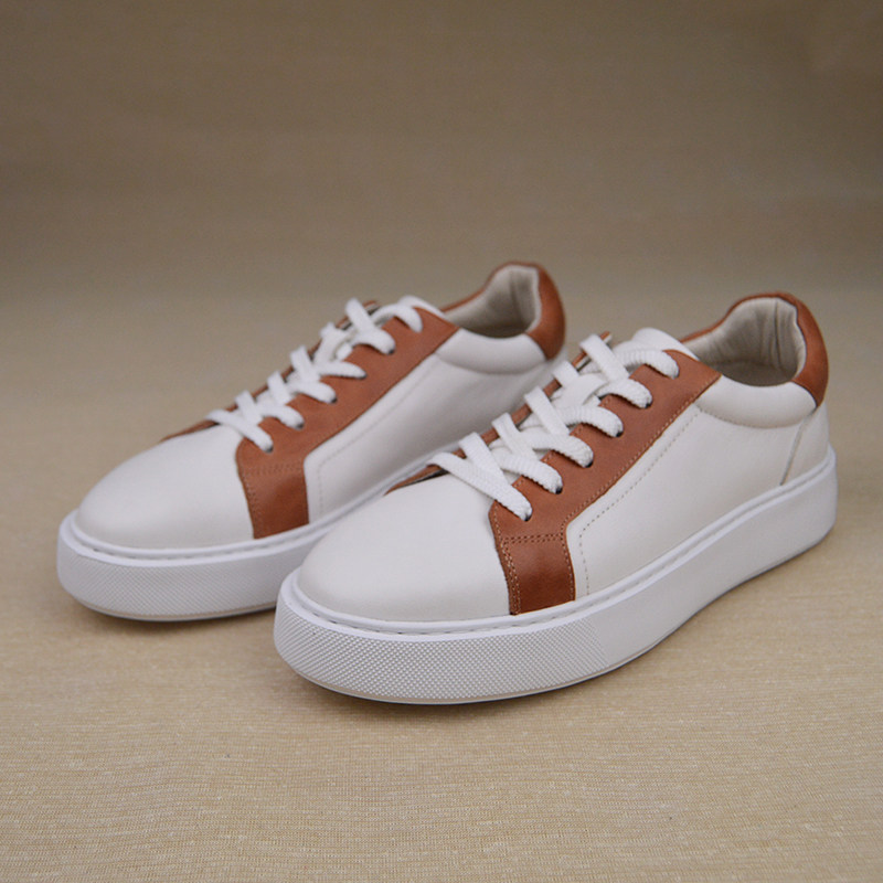 2026新款休闲风男士白棕色板鞋轻质厚底增高小白鞋百搭潮流男鞋