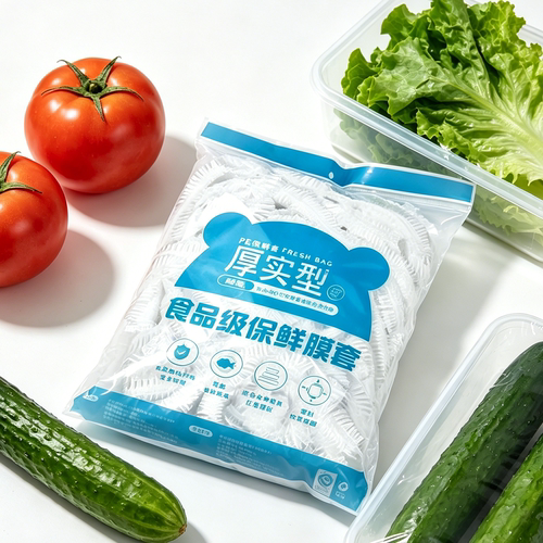 厚实型 PE 保鲜膜套食品级 一次性家用保鲜罩 松紧口适配各种