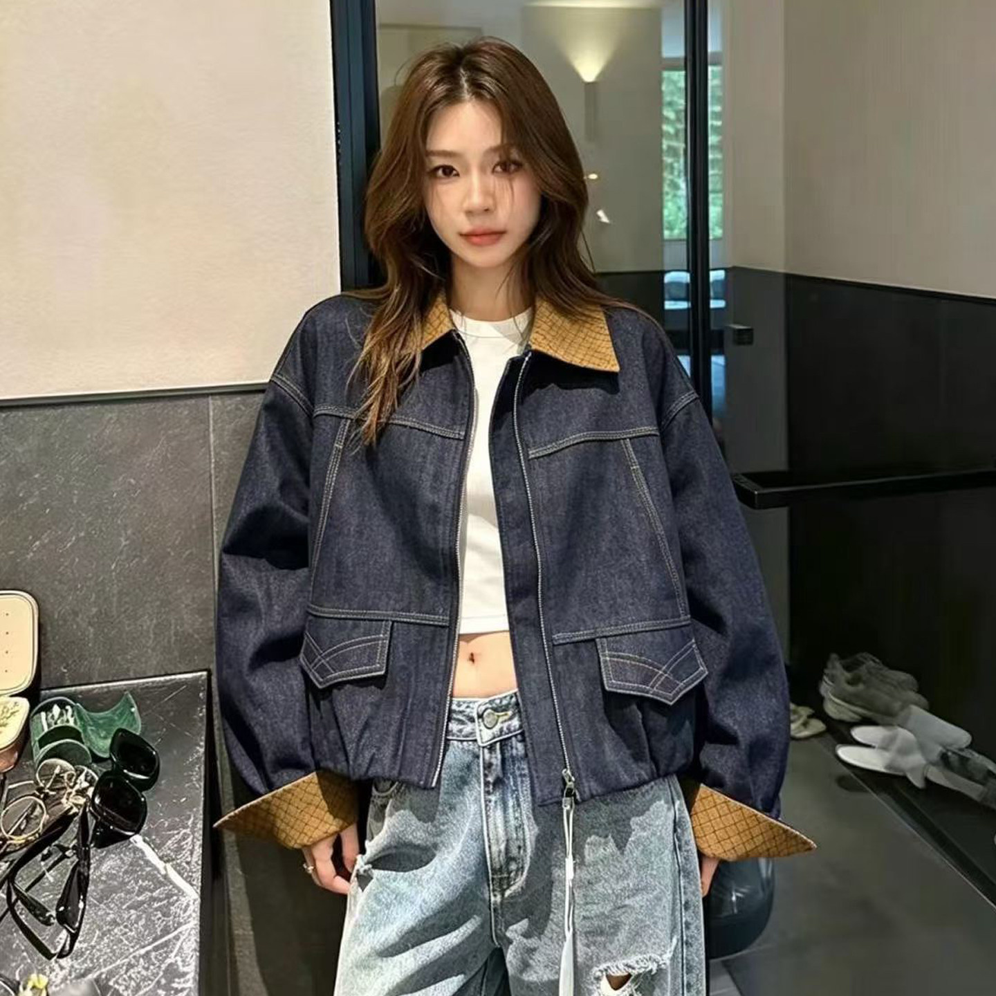 牛仔棉衣外套女冬尚宽松显瘦休闲