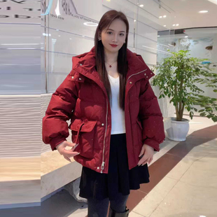 亮闪闪连帽棉衣女短款冬季时尚韩版宽松设计感加厚云绒棉服外套潮