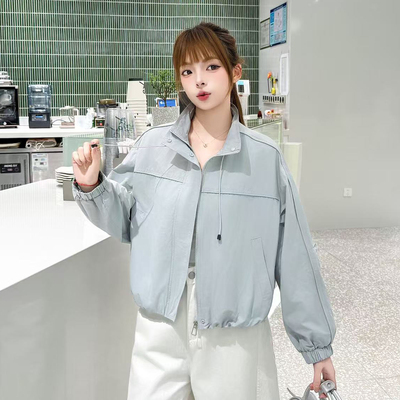 韩系立领短款夹克外套女小个子