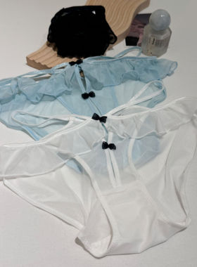 [M Z]  灵动的少女蓝荷叶边网纱网纱裙边女式三角内裤甜欲感拉满~