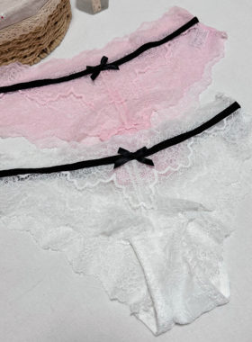 【M Z】性感少女蕾丝   纯欲仙女内裤女夏季薄款蝴蝶结透气三角裤