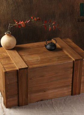 中式复古长方形装饰大号木箱摆件道具服装实木收纳箱定制摄影盒子