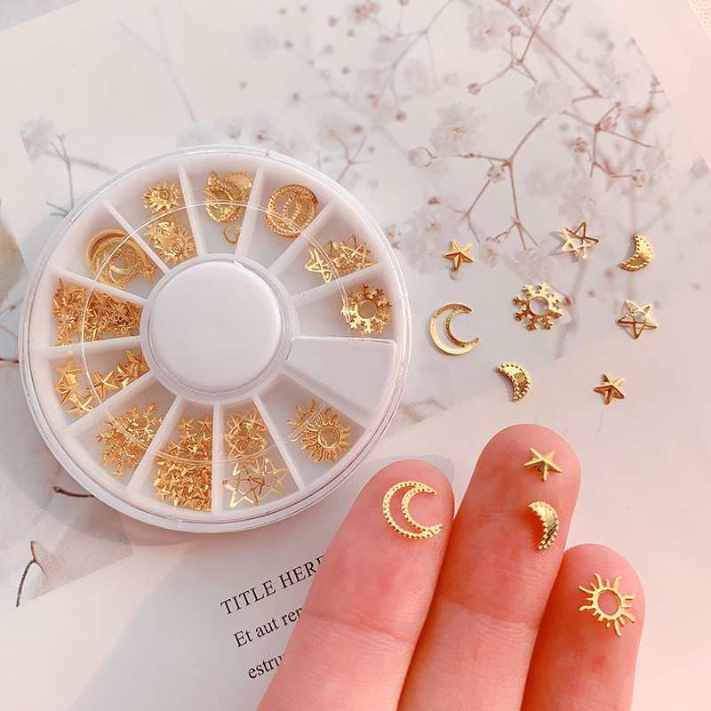 网红星星月亮爱心金属眼妆贴 水钻pony脸部装饰贴片美甲diy饰品贴