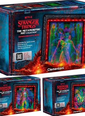 CLEMENTONI正品StrangerThings怪奇物语周边LED灯光变色拼图3副画