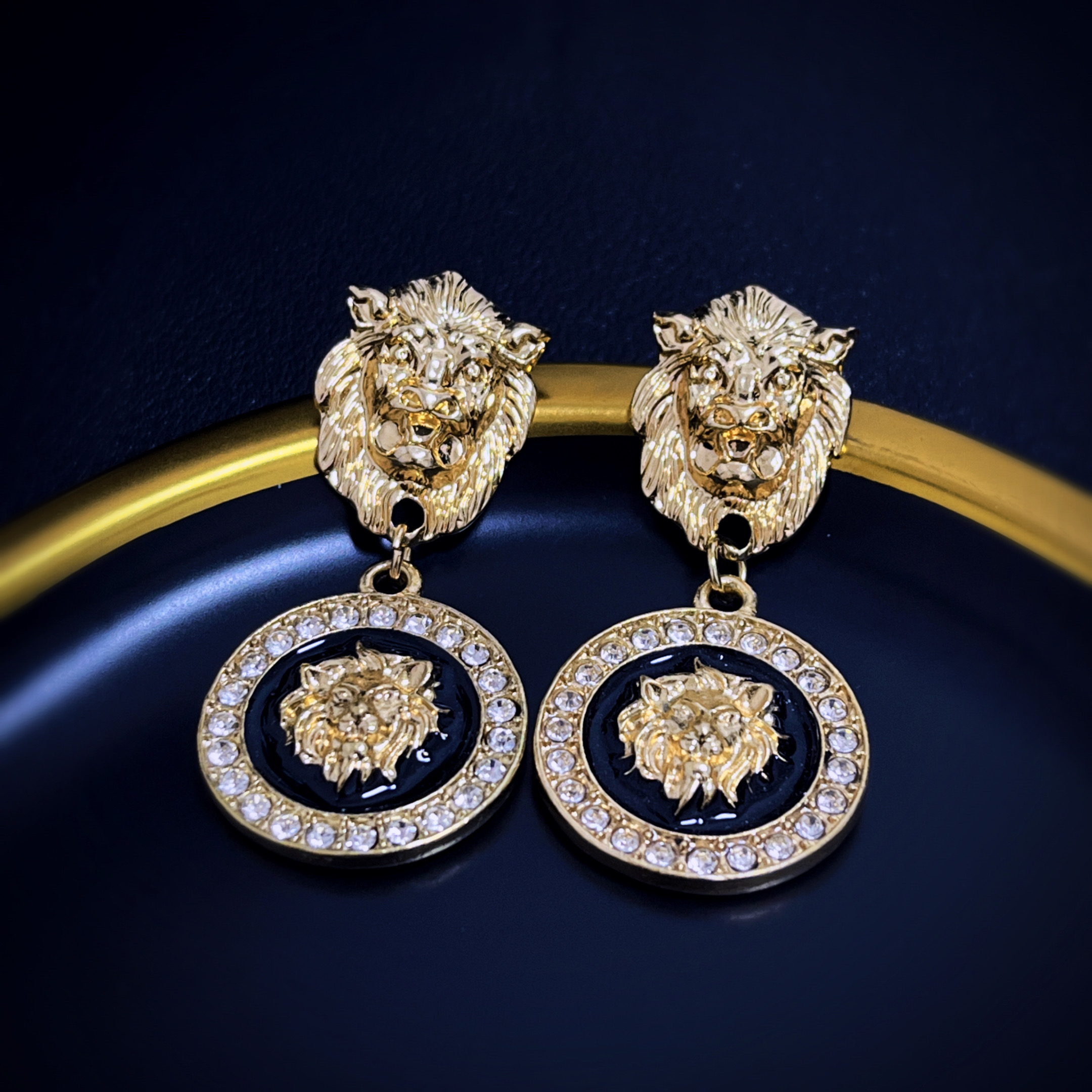 跨境潮流欧美个性几何夸张狮子头浮雕耳钉图腾复古耳环女耳饰品