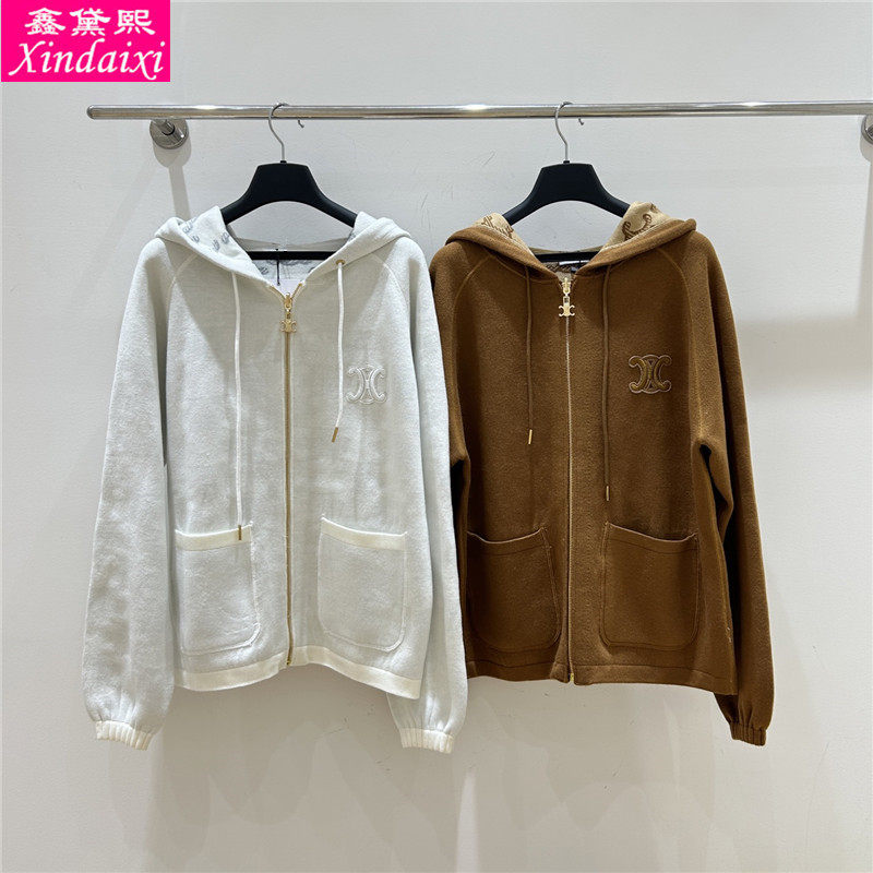 鑫黛熙25秋冬新款女士连帽拉链针织衫女宽松开衫毛衣双面羊毛外套,女装/女士精品,毛衣,淘宝优惠券,粉丝福利购,淘宝优惠卷