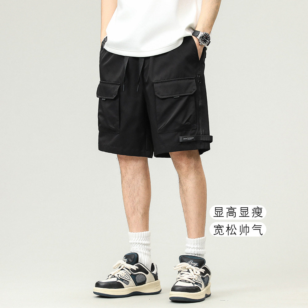 美式高街工装短裤男夏季薄款宽松大码休闲五分潮牌冰丝中裤子