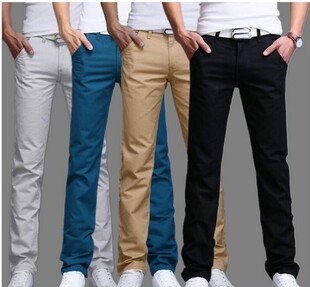 浅灰上班做事棉麻休闲工装 舒适透气简约韩版 男裤 显瘦修身 直筒特价