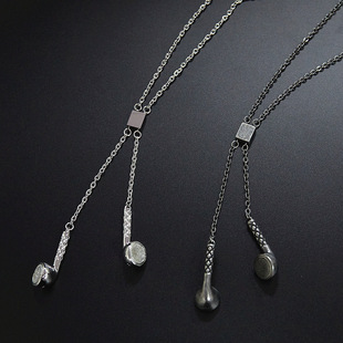 搭配饰品朋克 钛钢吊坠男款 小众设计嘻哈摇滚时尚 耳机项链潮男个性