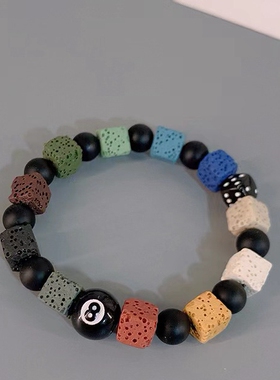 男女火山石时尚骰子手链