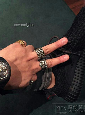 钛钢欧美复古朋克风饰品男士戒指