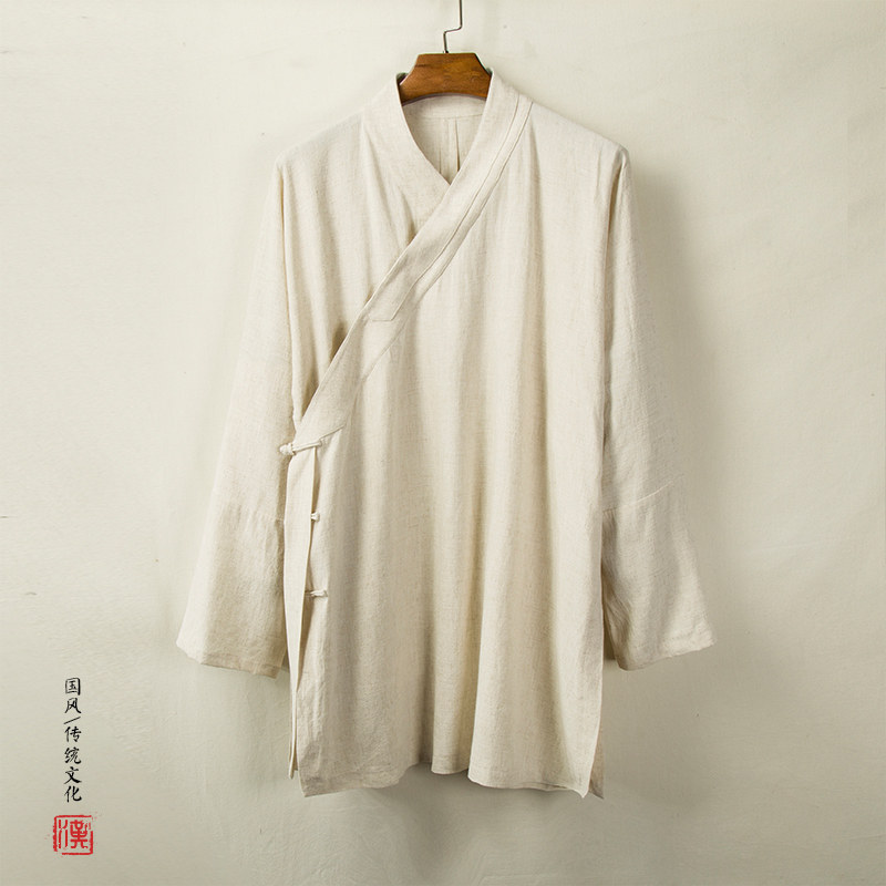 중국 스타일 당나라 양복 리넨 개선 HANFU 중국 스타일 남성 의류 평신도 의류 청소년 선 의류 민족 스타일 복고풍 의류 차 의류