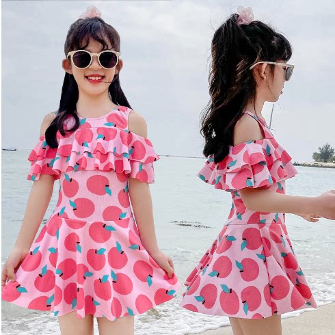 儿童泳衣 女孩连体中大童泳裤女童游泳衣 公主裙式小孩女宝宝泳装