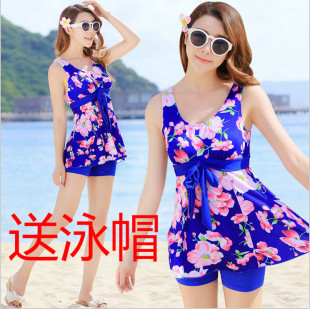 平角学生泳装 韩国大码 性感小胸聚拢保守显瘦分体裙式 温泉泳衣女