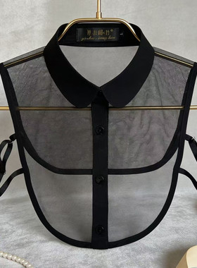 夏季网眼韩版时尚大码假领子衬衫装饰领女黑白色薄款衬衣百搭假领