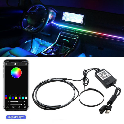 车载USB亚克力幻彩流光中控仪表台马鞍氛围灯适用特斯拉Model 3 Y