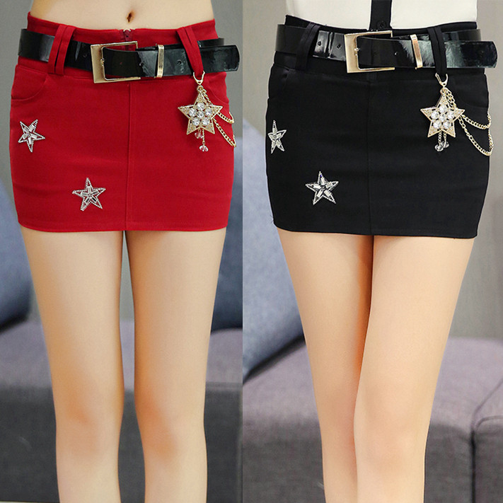 设计感镶钻超短裙紧身一步裙子夏季职业装包臀裙显瘦大码半身裙裤