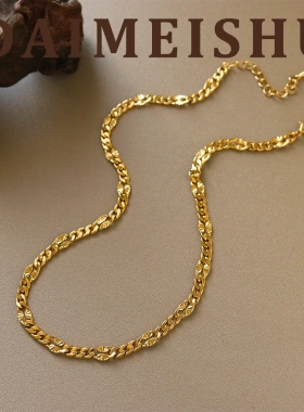欧美时尚轻奢简约百搭金色链条项链高级感小众气质叠戴锁骨链