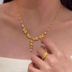 金枝玉叶项链真沙金黄金结婚三五金订婚婚嫁戒指手链金店同款