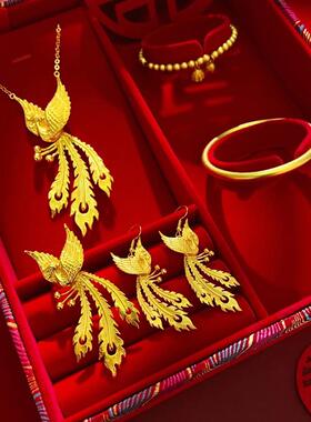 繁花似锦婚嫁套装花朵项链婚嫁真三金五金结婚订婚吊坠拍照摆台