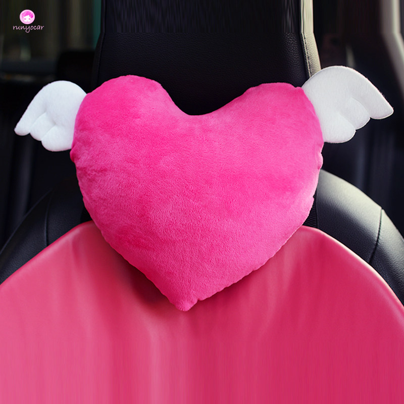 玫红天使のlove翅膀爱心抱枕 颈枕 汽车头枕通用