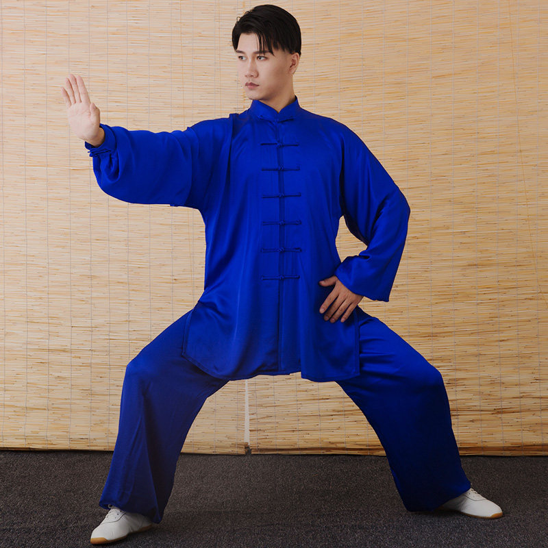 大辫子21姆米真丝太极服气功服桑蚕丝女新款太极拳练功服男武术服