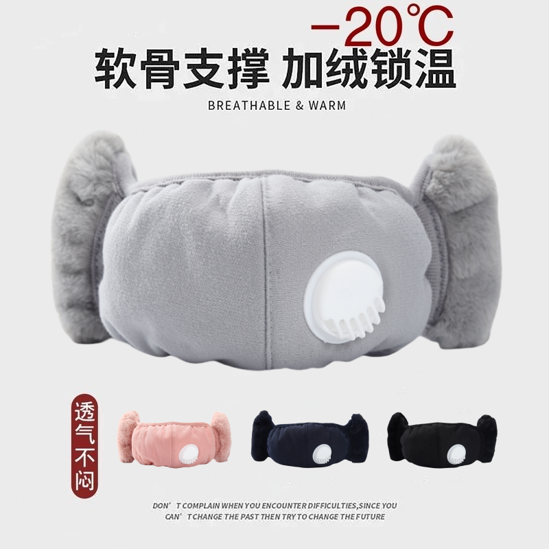 呼吸阀口罩男女士防寒防流感面罩冬天纯棉防寒保暖护耳脸罩可水洗