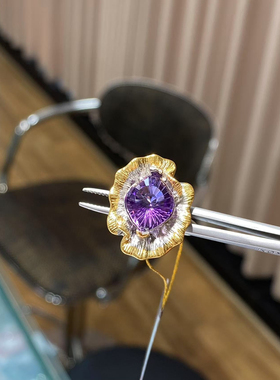 实物拍摄意大利款女士马眼紫水晶戒指S925精工度银活口紫水晶戒指