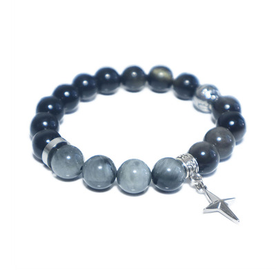 垂涎邱鼎杰同款手串花咏盛少游黄星邱鼎杰鹰眼石金曜石四芒星手链