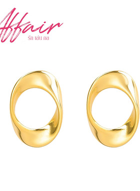 爱情诡计SY同款耳环Sonya金色椭圆LMSY扭片时尚感个性设计风耳钉