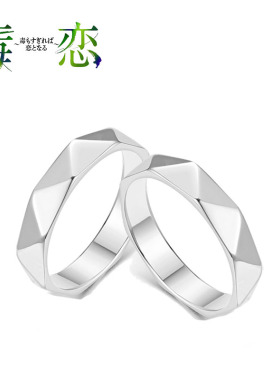 日剧毒恋同款情侣戒指兵头功海滨正吾菱形几何切面不掉色银色对戒
