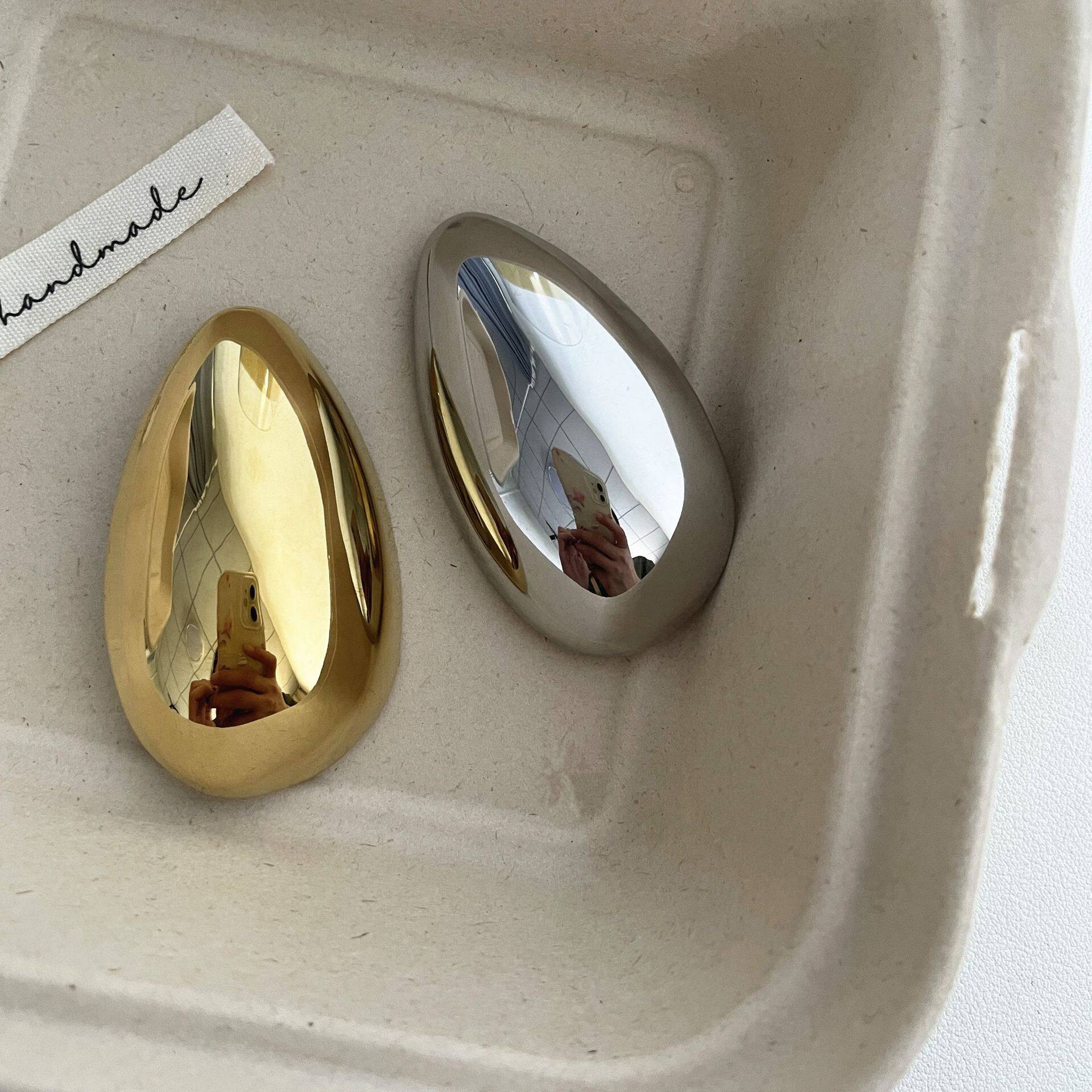 欧美光面金属水滴胸针重工极简小众独特设计百搭冷淡风别针胸饰图片