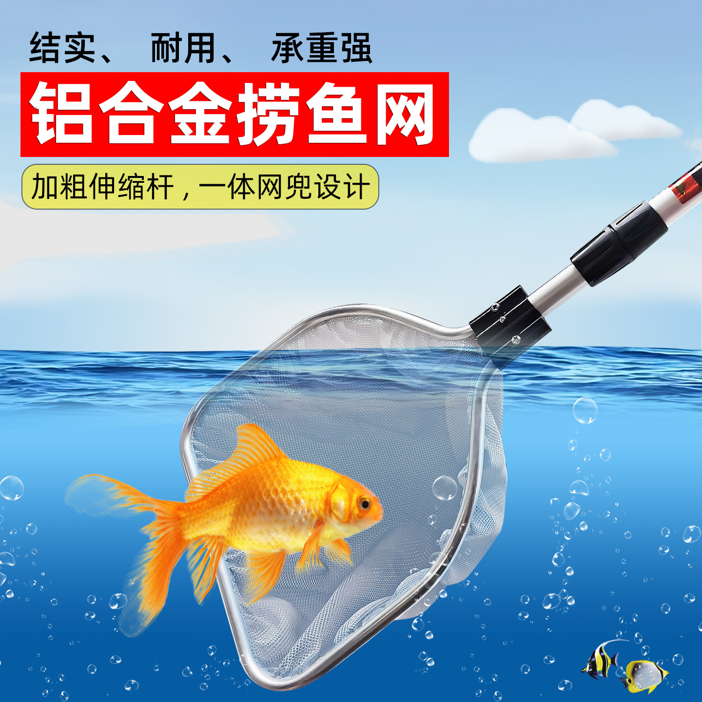 鱼缸捞鱼网鱼捞鱼池可伸缩手抄网