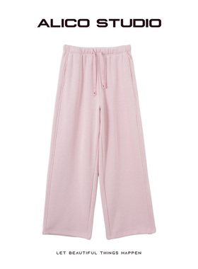 喜乐XILE 秋冬新款宽松休闲松紧腰抽绳收口加绒卫裤