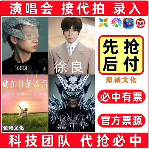 2026徐良演唱会门票代拍汪苏泷代抢许嵩周深周杰伦邓紫棋大麦抢票