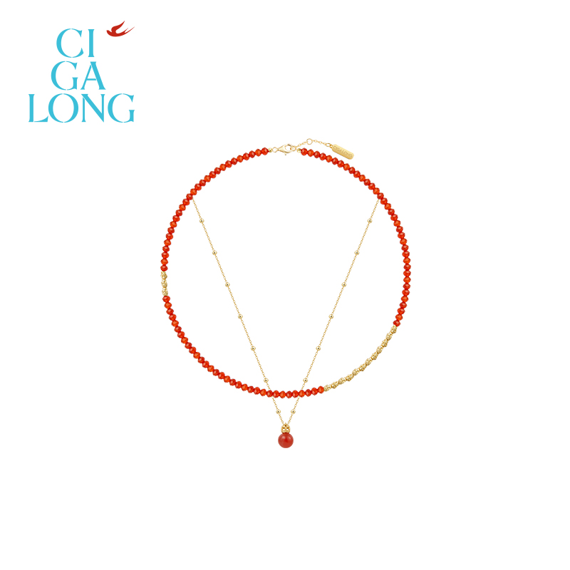 CIGALONG龙梓嘉福禄添花红玛瑙项链福禄新年新中式珠宝圣诞礼物
