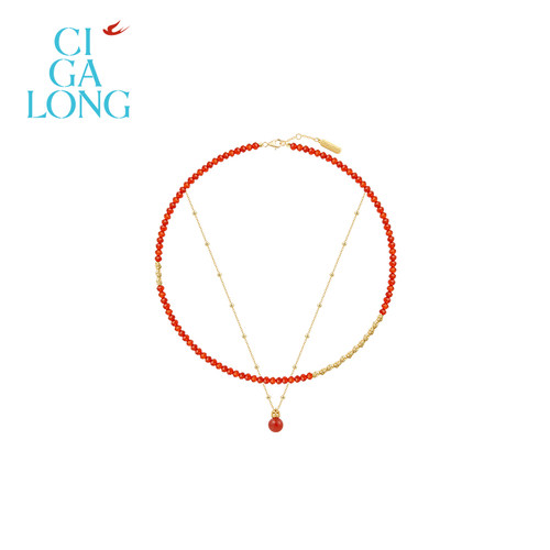 CIGALONG龙梓嘉福禄添花红玛瑙项链福禄新年新中式珠宝圣诞礼物