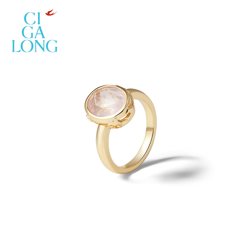 CIGALONG龙梓嘉镜湖飞燕粉水晶项链耳钉戒指新品系列新中式珠宝