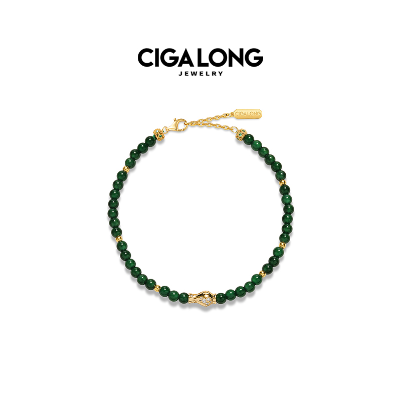 CIGALONG龙梓嘉飞燕宝瓶翡翠项链手串珠落玉盘新品新中式珠宝