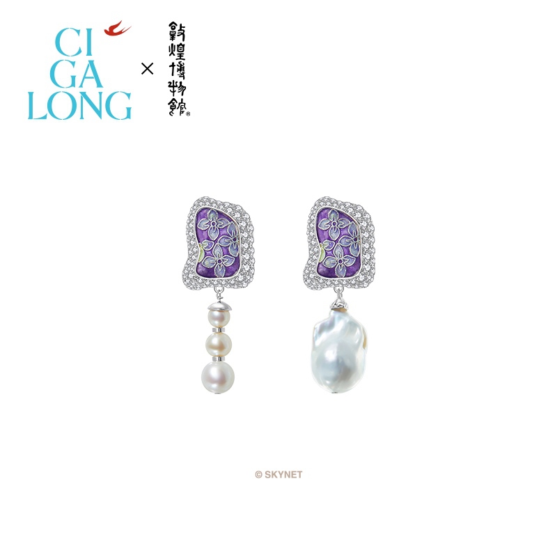 CIGALONG龙梓嘉敦煌博物馆联名巴洛克珍珠耳钉新中式