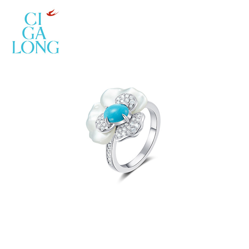 CIGALONG龙梓嘉三色堇绿松石项链耳钉戒指梨满园新中式珠宝,珠宝/钻石/翡翠,颈饰,淘宝优惠券,粉丝福利购,淘宝优惠卷